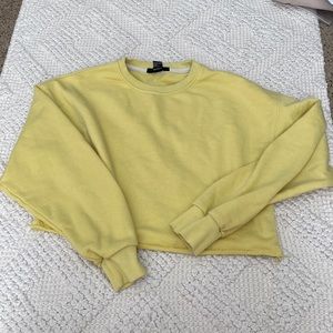 Forget 21 cropped distressed yellow crewneck